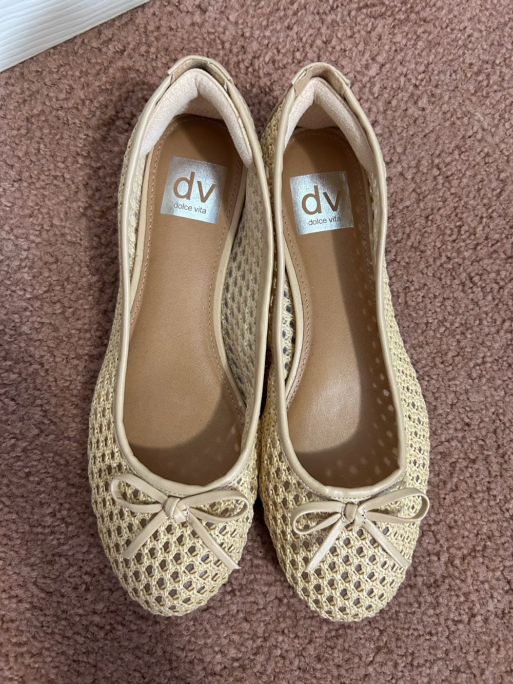 Dolce Vita Cream Crochet Bow Ballet Flats